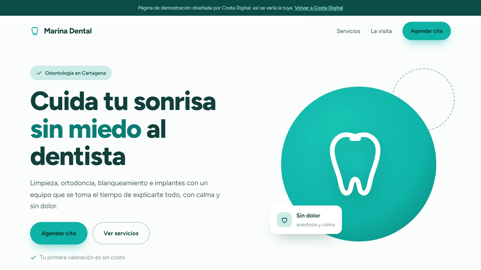 Demo de página web para odontología: Marina Dental