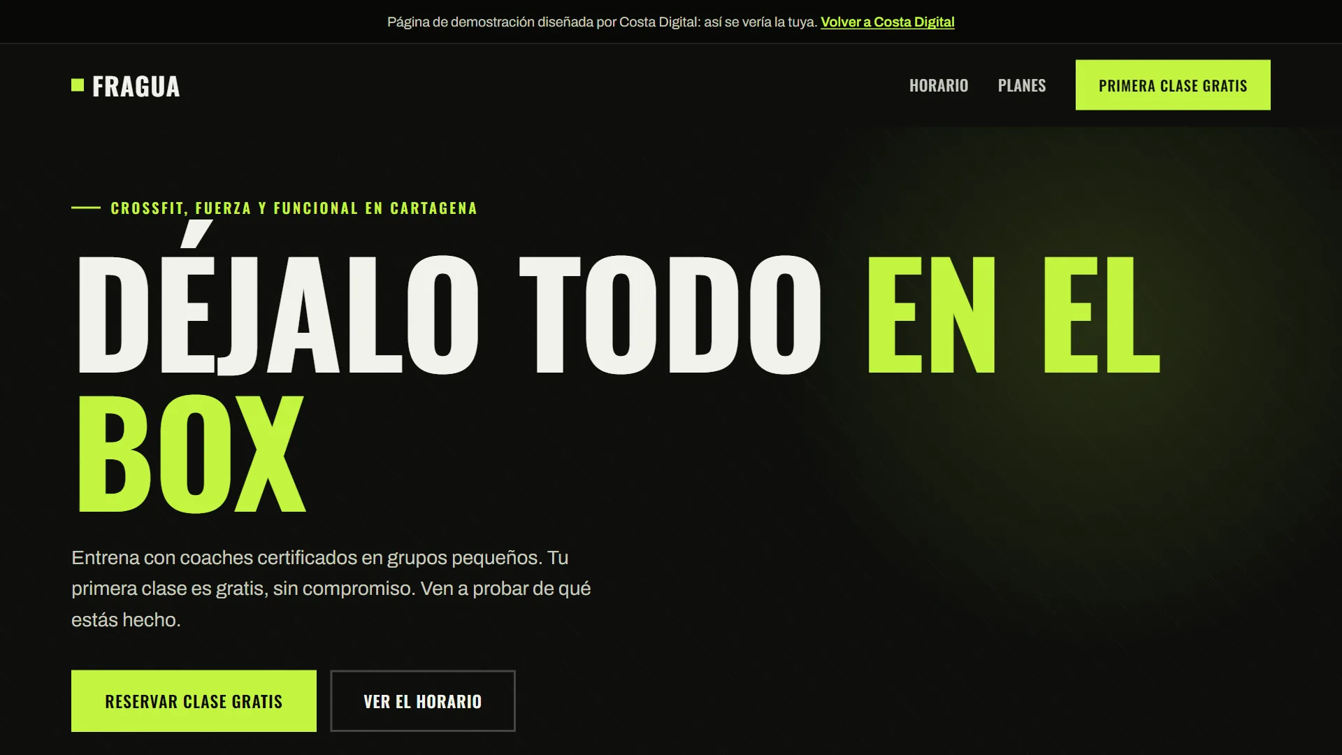Demo de página web para gimnasio: Fragua